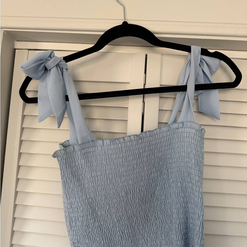 Light Blue Smocked set with Bow Straps